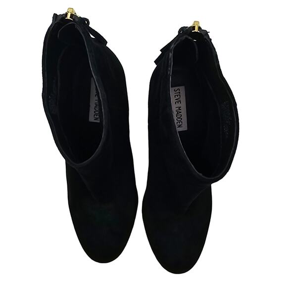 Steve Madden Womans size 6.5 Ithica-M Kid Suede Leather Black Booties Back Zip - Picture 6 of 8